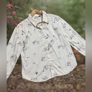 Chico’s Paint Yourself An Adventure Button Up Shirt Size 2/M Women’s Boho Artsy